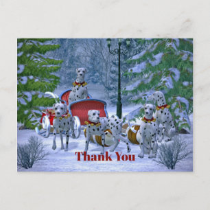 Klassieke Dalmatische slee Kerstmis Bedankt Briefkaart