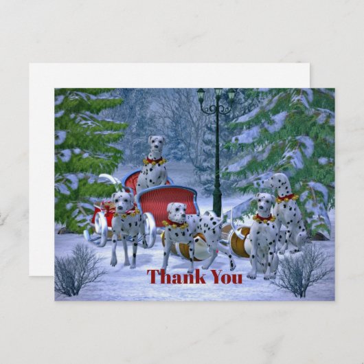 Klassieke Dalmatische slee sneeuw Kerstmis bedankt Briefkaart (Voorkant / Achterkant)