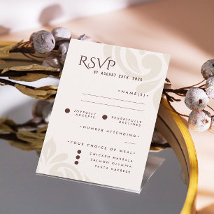 Klassieke Damask Mahogany Red Photo Wedding RSVP Kaartje