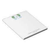Klassieke dames blauwe en groene monogram gemberpo notitieblok (Schuin)