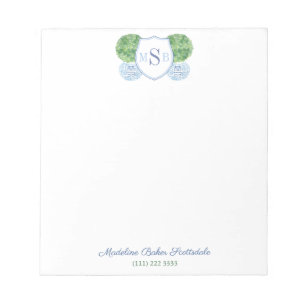 Klassieke dames blauwe en groene monogram gemberpo notitieblok