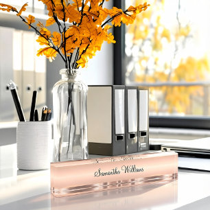 Klassieke Dames Roze Gouden Toon Monogram Bureaubl Naambordje