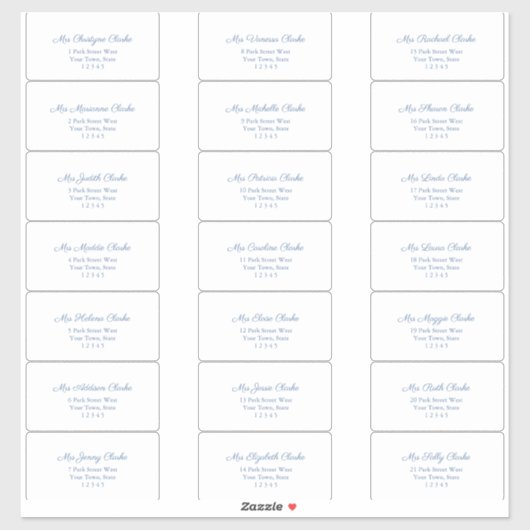 Klassieke Dark Blue Text Guest Adresetiketten Sticker (Vel)