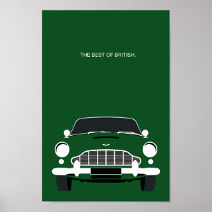 Klassieke DB5 Groene sportwagen in Groot-Brittanni Poster