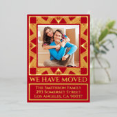 Klassieke Deco Chic gepersonaliseerde verhuis aank Folie Feestdagenkaart (Staand Voorkant)