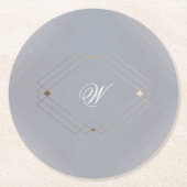 Klassieke deco Gold grijze kalligrafie bruiloft Ronde Kartonnen Onderzetter (Voorkant)