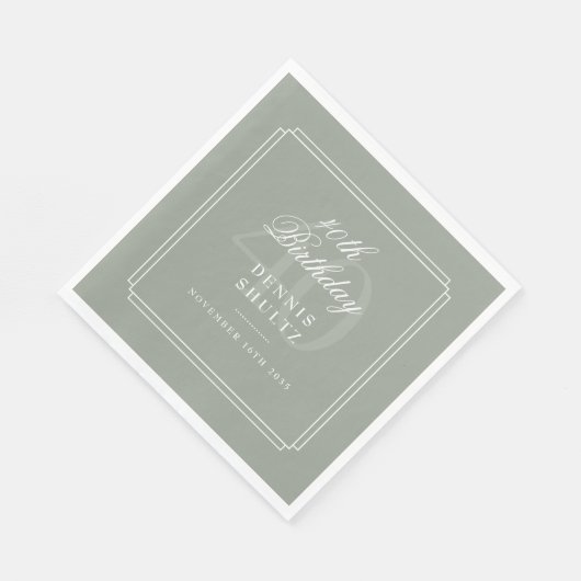 Klassieke Deco | Salie en Wit 40e Verjaardag Servet (Hoek)