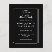 Klassieke deco | Zwart-wit Opslaan Datum Briefkaart (Voorkant)