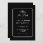 Klassieke deco | Zwart-wit Opslaan Datum Save The Date (Voorkant / Achterkant)