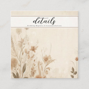 Klassieke Delicate Bloem Botanische Boho Details Vierkante Visitekaartje