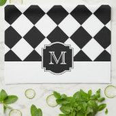 Klassieke diamanten monogram - Zwart wit Theedoek (Gevouwen)