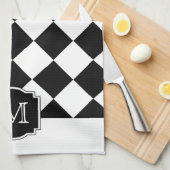 Klassieke diamanten monogram - Zwart wit Theedoek (Quarter Fold)