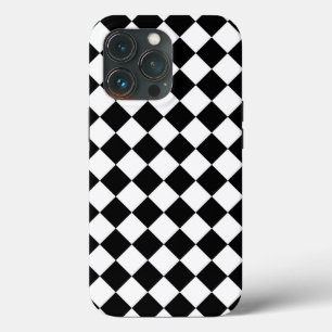 Klassieke Diamond Black en White Checkers iPhone 13 Pro Hoesje