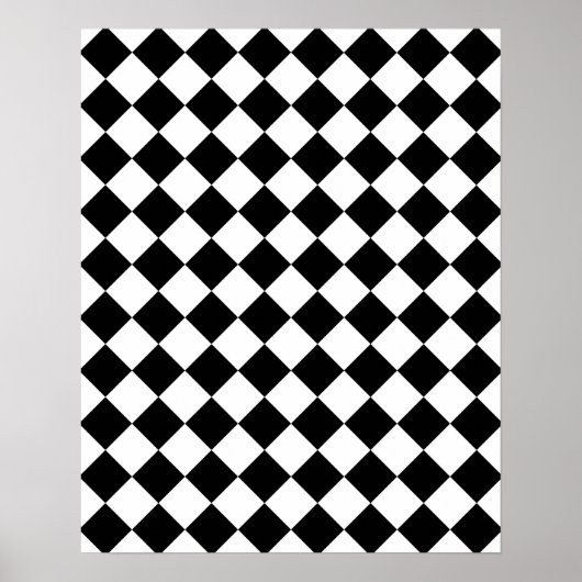 Klassieke Diamond Black en White Checkers Poster (Voorkant)