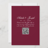 Klassieke dieprode bloemencode QR-code bruiloft Kaart (Achterkant)