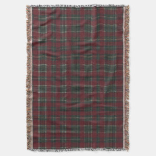Klassieke dieprode en bosgroene tartan ruit deken