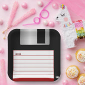 Klassieke diskette Rode Computer Geek Papieren Bordje (Feest)