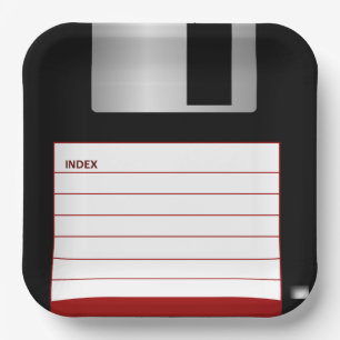 Klassieke diskette Rode Computer Geek Papieren Bordje