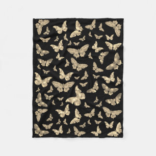 Klassieke,  donkergegote vlinderkunst fleece deken