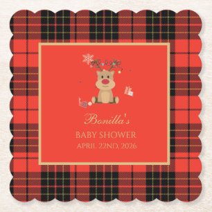 Klassieke donkerrode baby shower papieren onderzet kartonnen onderzetters