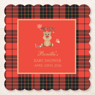 Klassieke donkerrode baby shower papieren onderzet kartonnen onderzetters