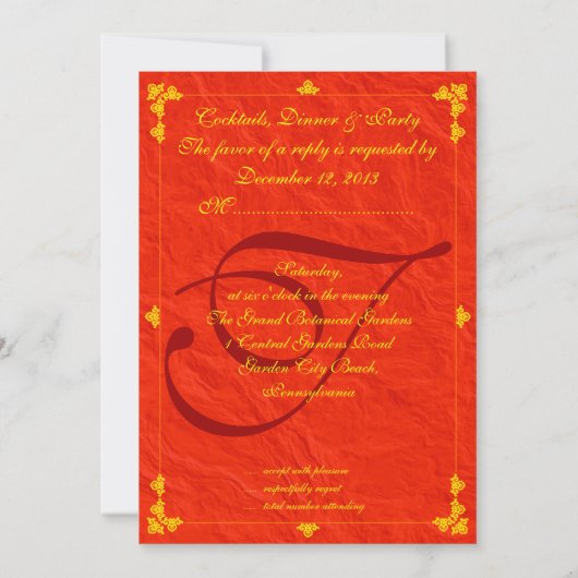 klassieke dragon phoenix chinese trouwuitnodiging kaart (Achterkant)