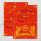 klassieke dragon phoenix chinese trouwuitnodiging kaart (Voorkant / Achterkant)
