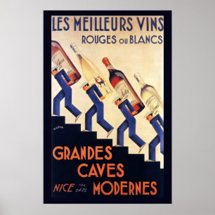 Klassieke drank keuken kunst wijn champagne eten poster