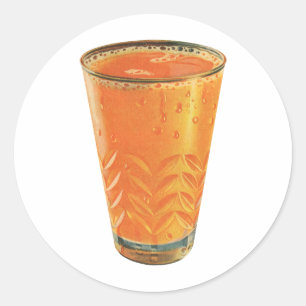 Klassieke Dranken, Glas Sinaasappelsap Ontbijt Ronde Sticker