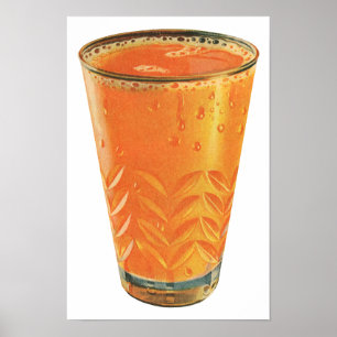 Klassieke drankjes, glas sinaasappelsap ontbijt poster