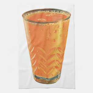 Klassieke drankjes, glas sinaasappelsap ontbijt theedoek