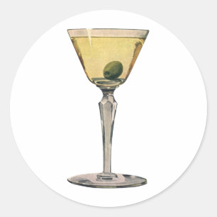 Klassieke drankjes, Martini Olijf Cocktail Ronde Sticker