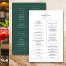 Klassieke drankjeslijst Restaurant Minimalistisch 