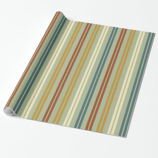 Klassieke Dubbele Streep Patroon Retro Celadon Roe Cadeaupapier (Uitgerold)