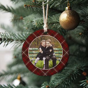 Klassieke, dubbelzijdige foto met kerstmis keramisch ornament