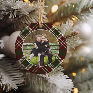 Klassieke, dubbelzijdige foto met kerstmis keramisch ornament