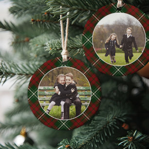 Klassieke, dubbelzijdige foto met kerstmis keramisch ornament