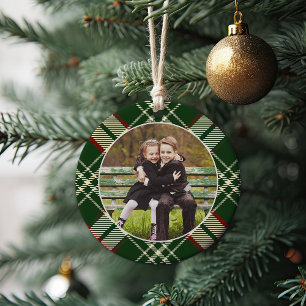 Klassieke, dubbelzijdige foto met kerstmis keramisch ornament