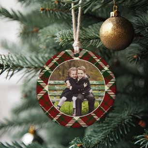 Klassieke, dubbelzijdige foto met kerstmis keramisch ornament