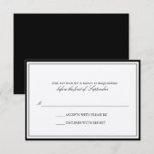 Klassieke Ecru Black Border Wedding RSVP Kaart (Voorkant / Achterkant)