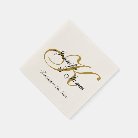Klassieke ECRU Custom Gold Monogram Papieren serve Servet (Hoek)