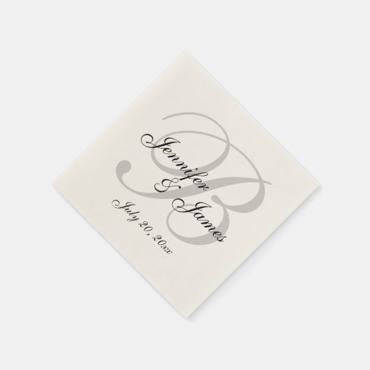 Klassieke Ecru Monogram Trouwpapier Servet (Hoek)