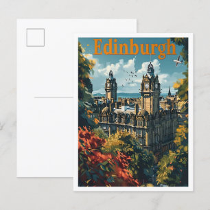 Klassieke Edinburgh Scotland Retro Vintage Travel Briefkaart