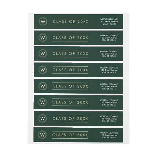 Klassieke, EDITABLE KLEUR Afstuderen Label (Vel)