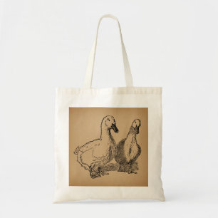 Klassieke Eend Kunst Illustratie van Twee Eenden Tote Bag