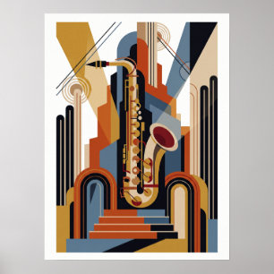 Klassieke Eenvoudige Art Deco Jazz Poster
