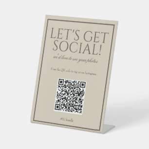 Klassieke eenvoudige bruine QR-code Sociale media Reclamebord Met Voetstuk