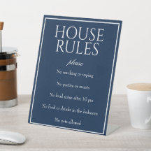 Klassieke eenvoudige, donkerblauwe House Rules Tab