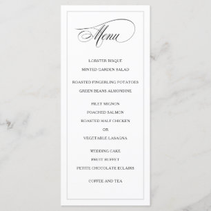 Klassieke Eenvoudige Elegantie Bruiloft Menu