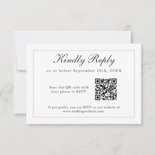 Klassieke Eenvoudige elegantie RSVP met QR-code Kaartje